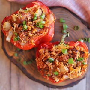 Best Air Fryer – Stuffed peppers with veggie sausage